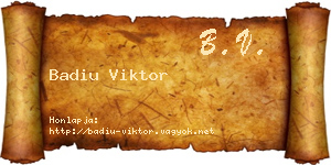 Badiu Viktor névjegykártya
